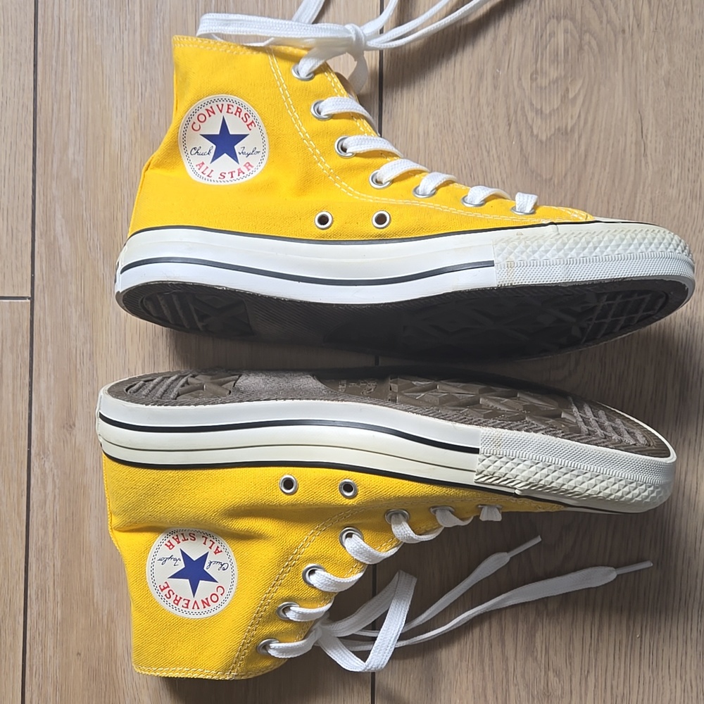 Converse Chuck Taylor All Star Yellow High-top Sneakers Sz Womens 8 Mens 6 - Picture 3 of 8